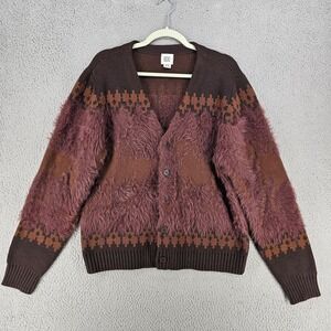 BDG Nordic‎ Fuzzy Horse Cardigan Mens Medium Brown Knit Sweater Urban Outfitters